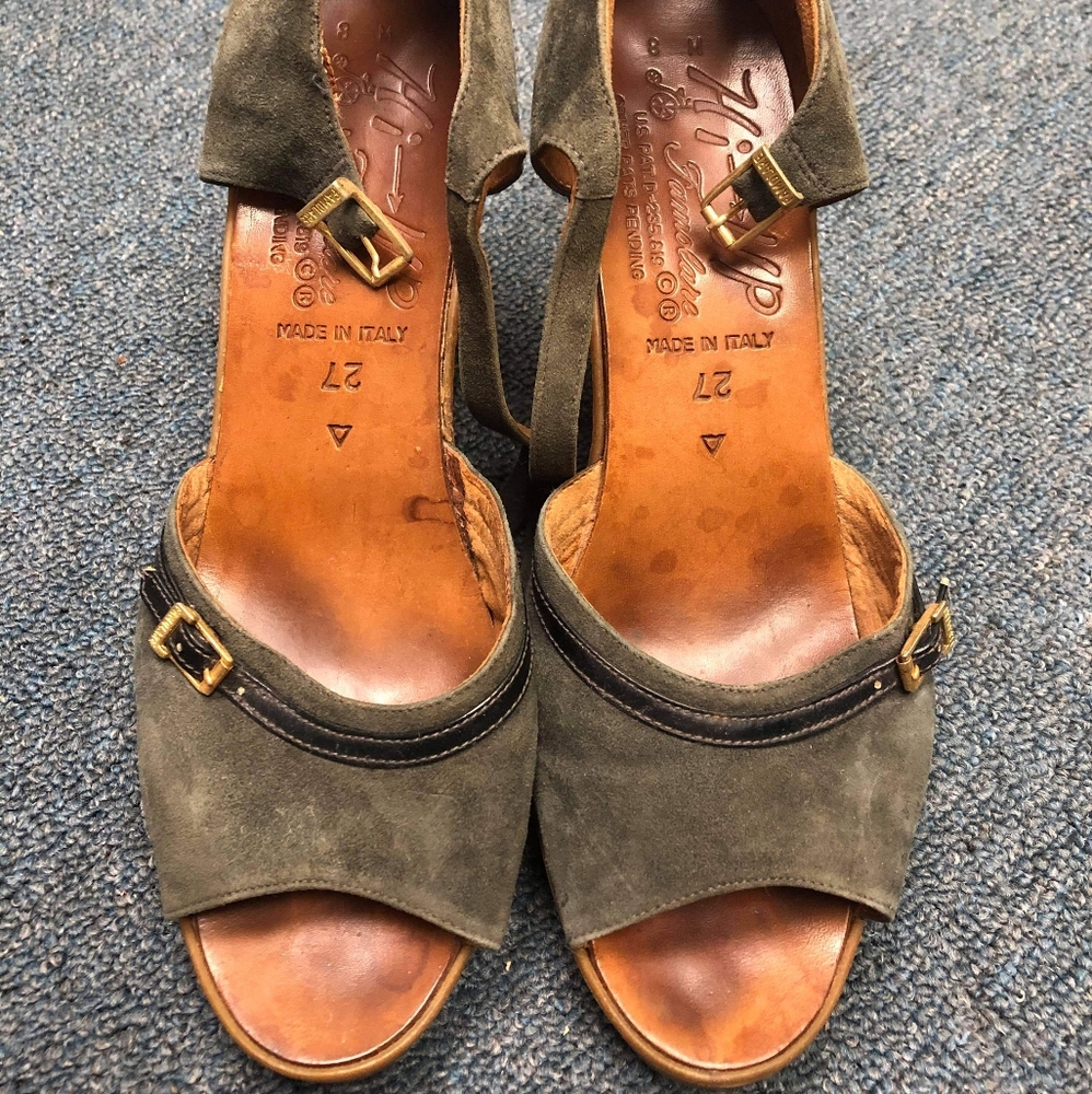 Vintage Women's Green Strap Wedges